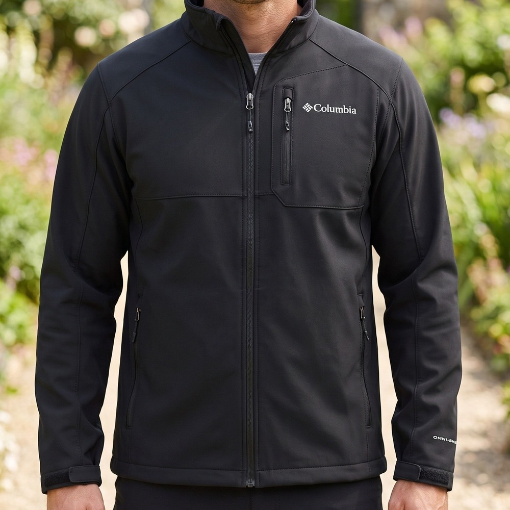 Columbia Omni-Shield Softshell Jacket Black Full Zip Fleece Lined Mens L